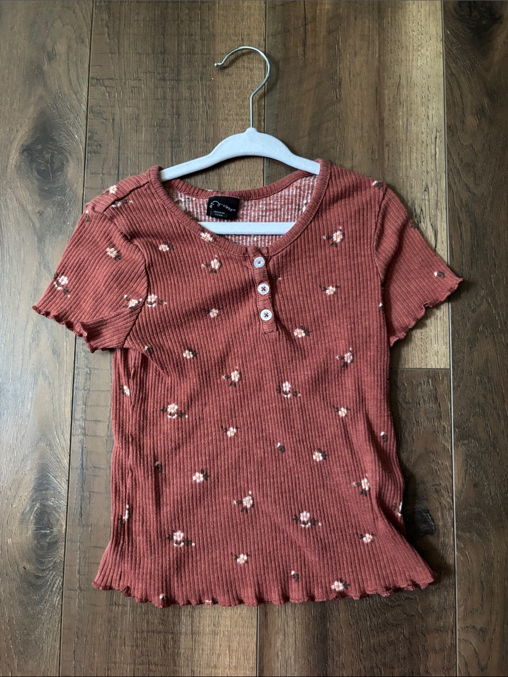 Kids Floral Print Button Tee